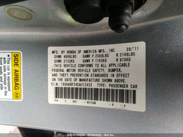 Photo 8 VIN: 19UUA8F24CA012433 - ACURA TL 