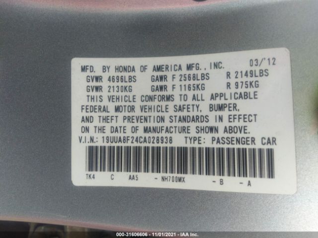 Photo 8 VIN: 19UUA8F24CA028938 - ACURA TL 