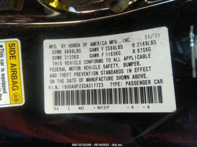 Photo 8 VIN: 19UUA8F25CA017723 - ACURA TL 