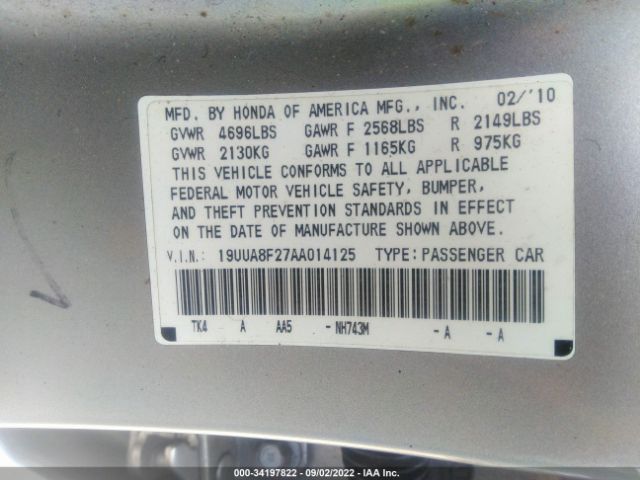 Photo 8 VIN: 19UUA8F27AA014125 - ACURA TL 