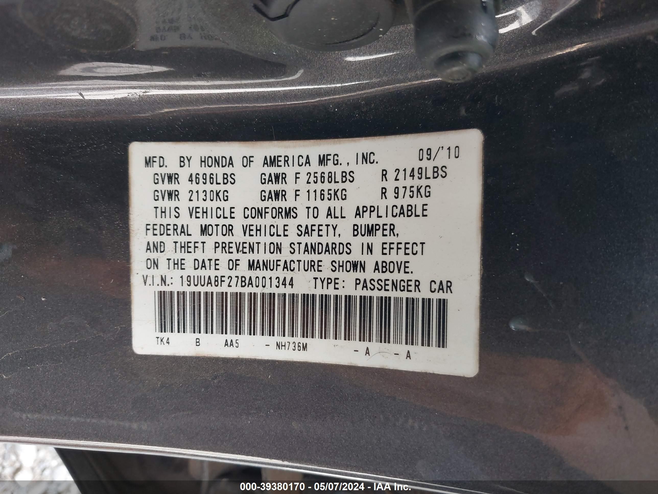 Photo 8 VIN: 19UUA8F27BA001344 - ACURA TL 