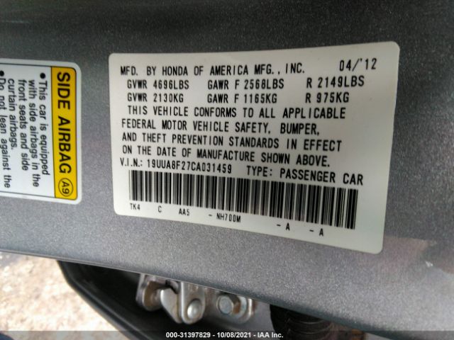 Photo 8 VIN: 19UUA8F27CA031459 - ACURA TL 