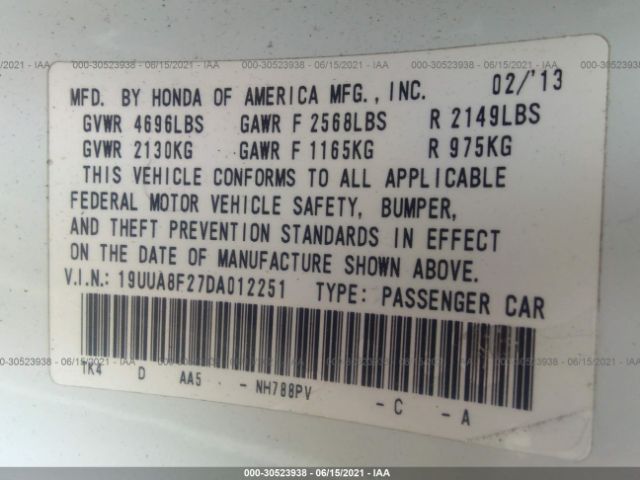 Photo 8 VIN: 19UUA8F27DA012251 - ACURA TL 