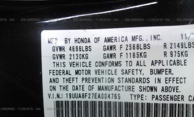 Photo 8 VIN: 19UUA8F27EA004765 - ACURA TL 