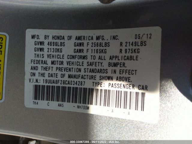 Photo 8 VIN: 19UUA8F28CA034287 - ACURA TL 