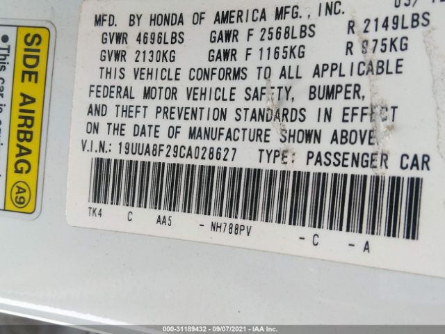 Photo 8 VIN: 19UUA8F29CA028627 - ACURA TL 