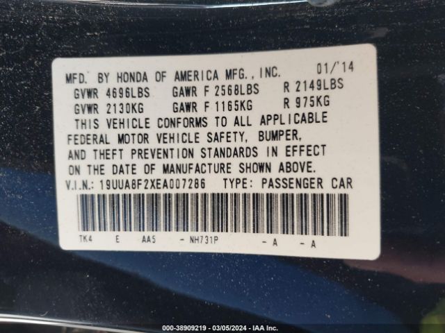 Photo 8 VIN: 19UUA8F2XEA007286 - ACURA TL 