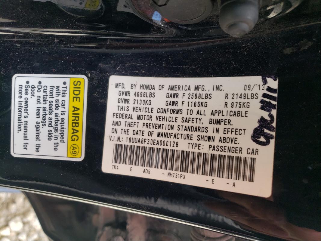 Photo 9 VIN: 19UUA8F30EA000128 - ACURA TL SE 