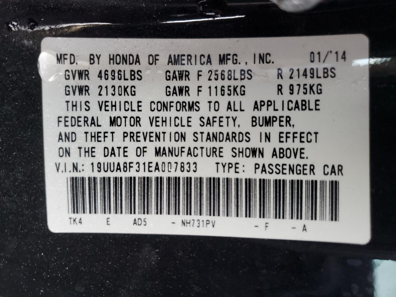 Photo 12 VIN: 19UUA8F31EA007833 - ACURA TL 