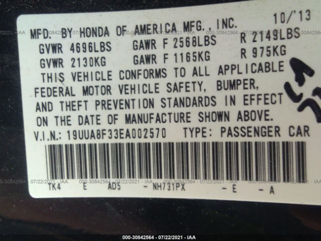 Photo 8 VIN: 19UUA8F33EA002570 - ACURA TL 