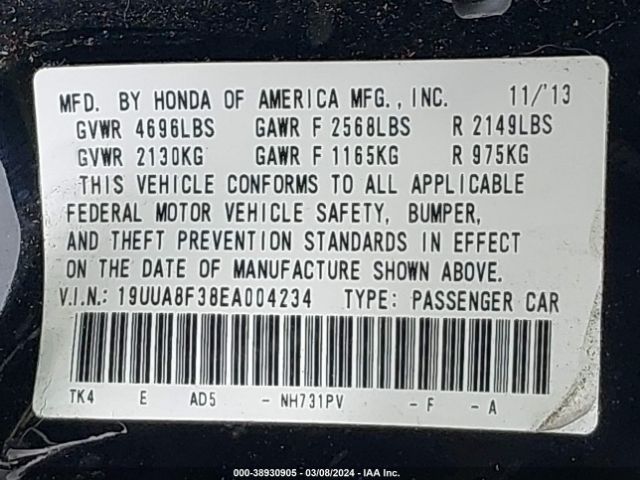 Photo 8 VIN: 19UUA8F38EA004234 - ACURA TL 