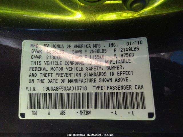 Photo 8 VIN: 19UUA8F50AA010718 - ACURA TL 