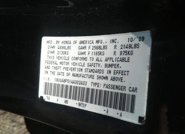 Photo 8 VIN: 19UUA8F51AA002403 - ACURA TL 