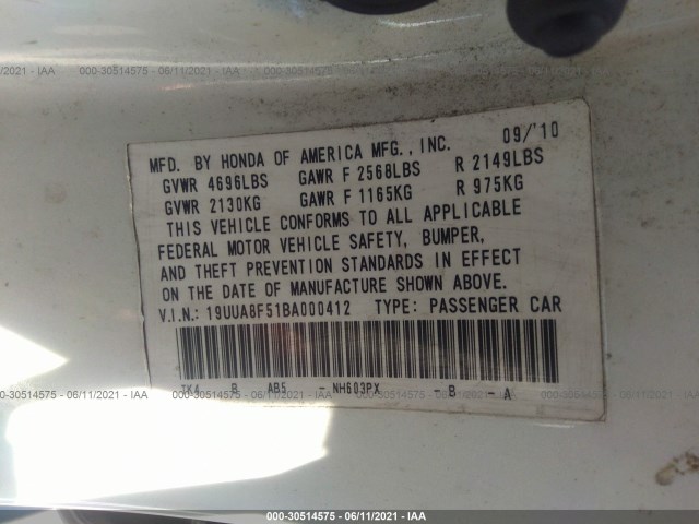 Photo 8 VIN: 19UUA8F51BA000412 - ACURA TL 