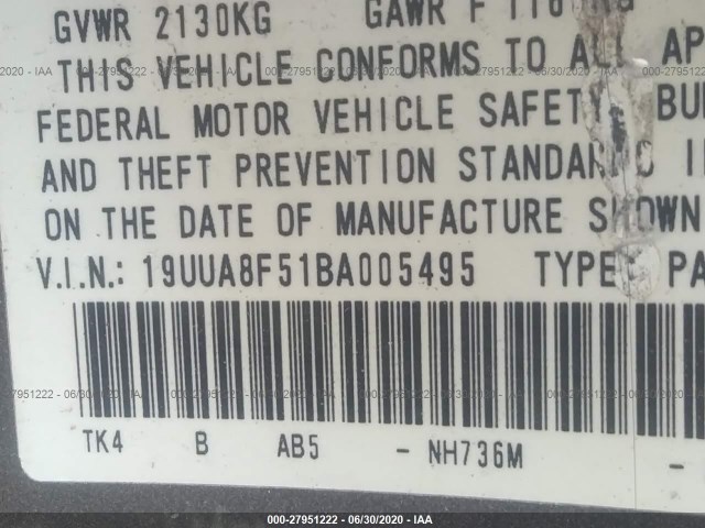 Photo 8 VIN: 19UUA8F51BA005495 - ACURA TL 