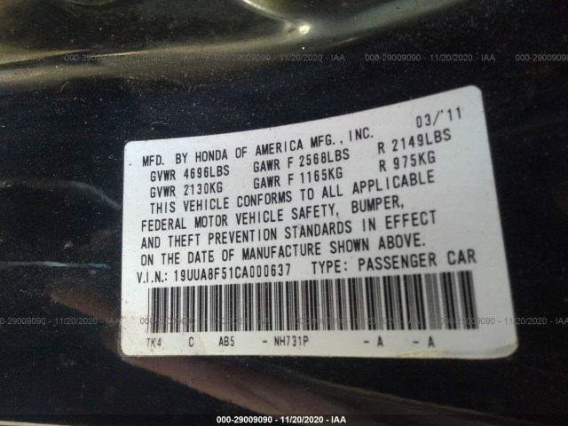 Photo 8 VIN: 19UUA8F51CA000637 - ACURA TL 