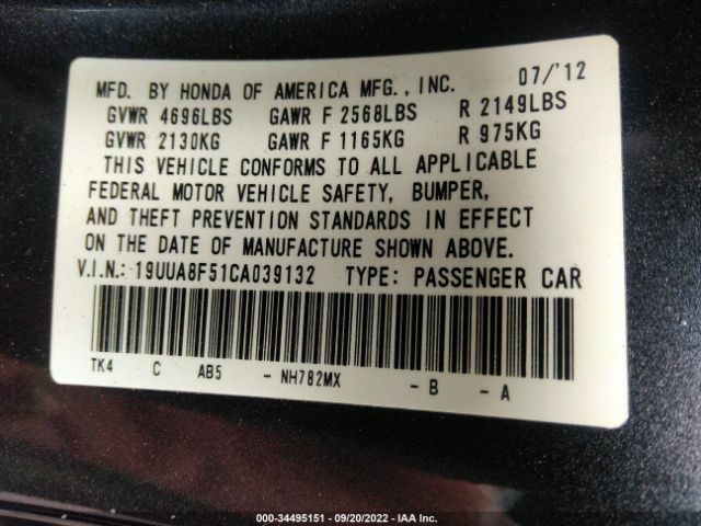 Photo 8 VIN: 19UUA8F51CA039132 - ACURA TL 