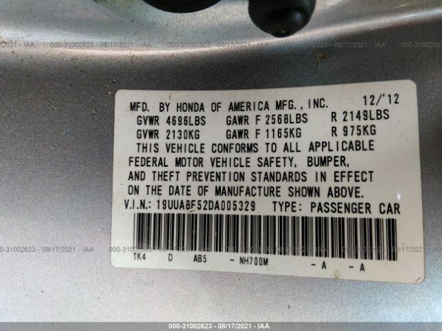 Photo 8 VIN: 19UUA8F52DA005329 - ACURA TL 