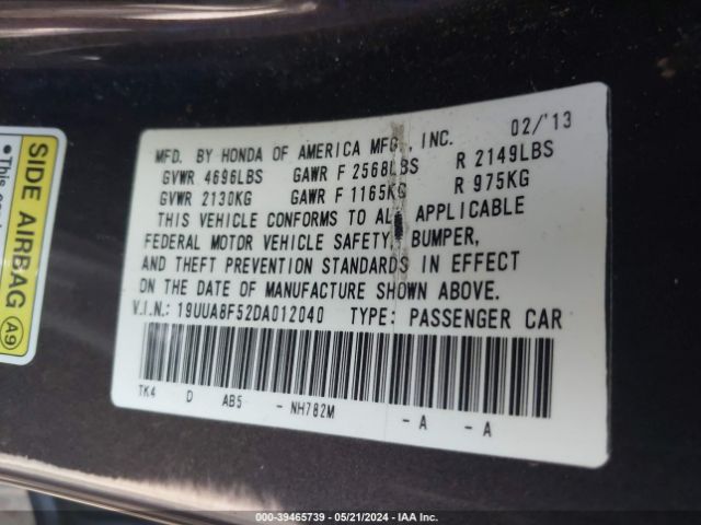 Photo 8 VIN: 19UUA8F52DA012040 - ACURA TL 