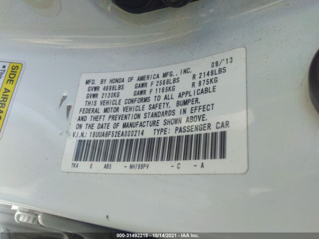 Photo 8 VIN: 19UUA8F52EA000214 - ACURA TL 