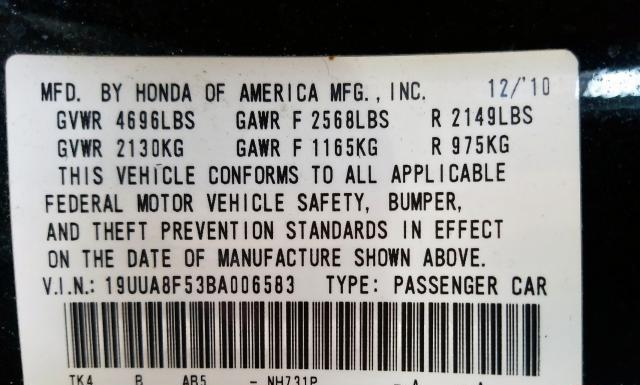 Photo 9 VIN: 19UUA8F53BA006583 - ACURA TL 