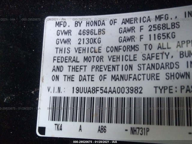 Photo 8 VIN: 19UUA8F54AA003982 - ACURA TL 