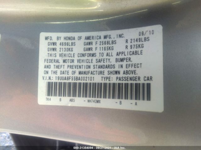 Photo 8 VIN: 19UUA8F55BA002101 - ACURA TL 