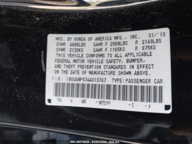 Photo 8 VIN: 19UUA8F57AA010747 - ACURA TL 