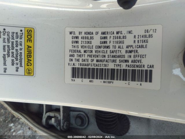 Photo 8 VIN: 19UUA8F57CA037367 - ACURA TL 