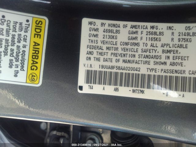 Photo 8 VIN: 19UUA8F58AA020042 - ACURA TL 