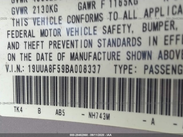 Photo 8 VIN: 19UUA8F59BA008337 - ACURA TL 