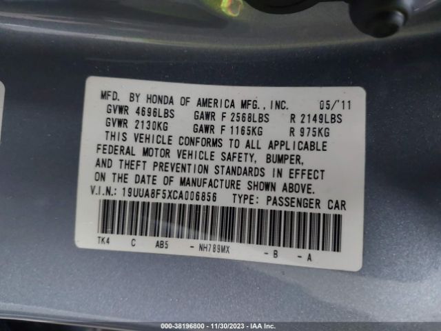 Photo 8 VIN: 19UUA8F5XCA006856 - ACURA TL 