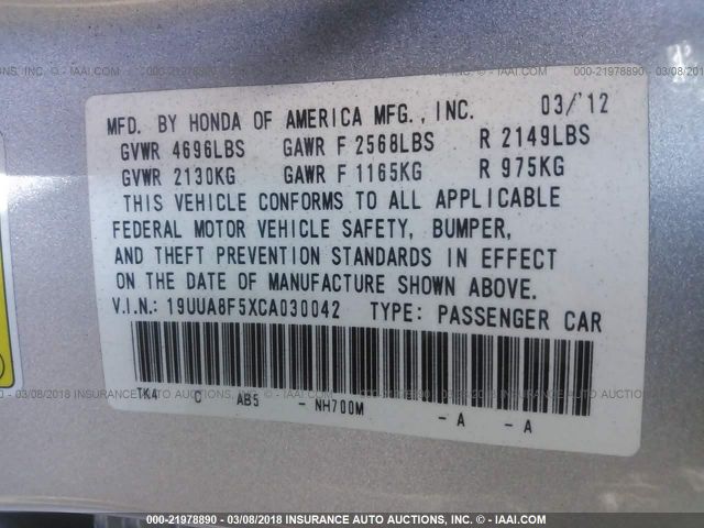 Photo 8 VIN: 19UUA8F5XCA030042 - ACURA TL 