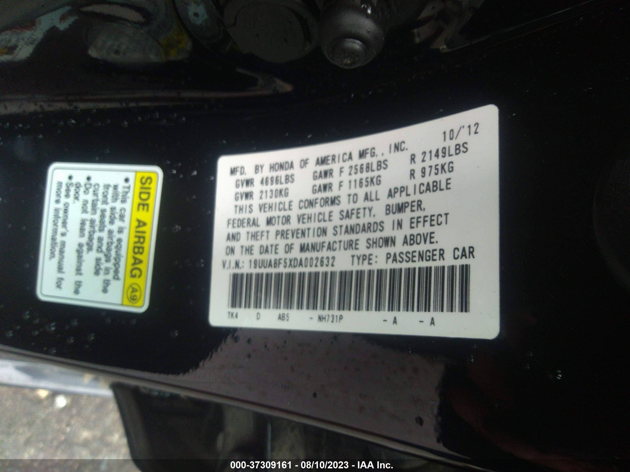 Photo 8 VIN: 19UUA8F5XDA002632 - ACURA TL 