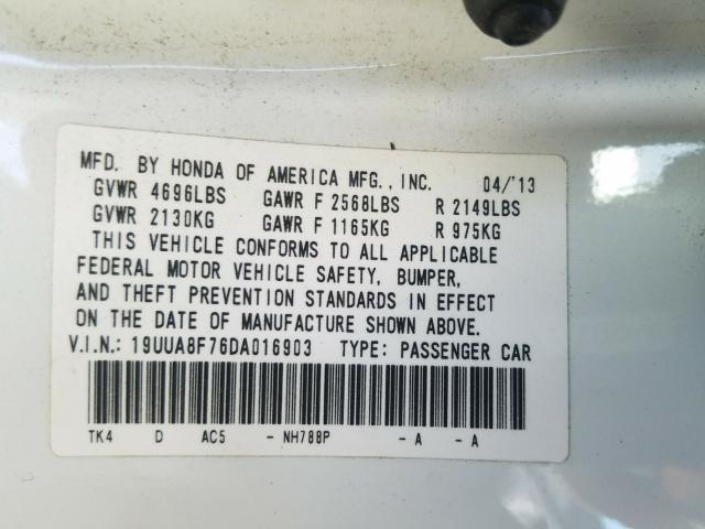 Photo 9 VIN: 19UUA8F76DA016903 - ACURA TL ADVANCE 