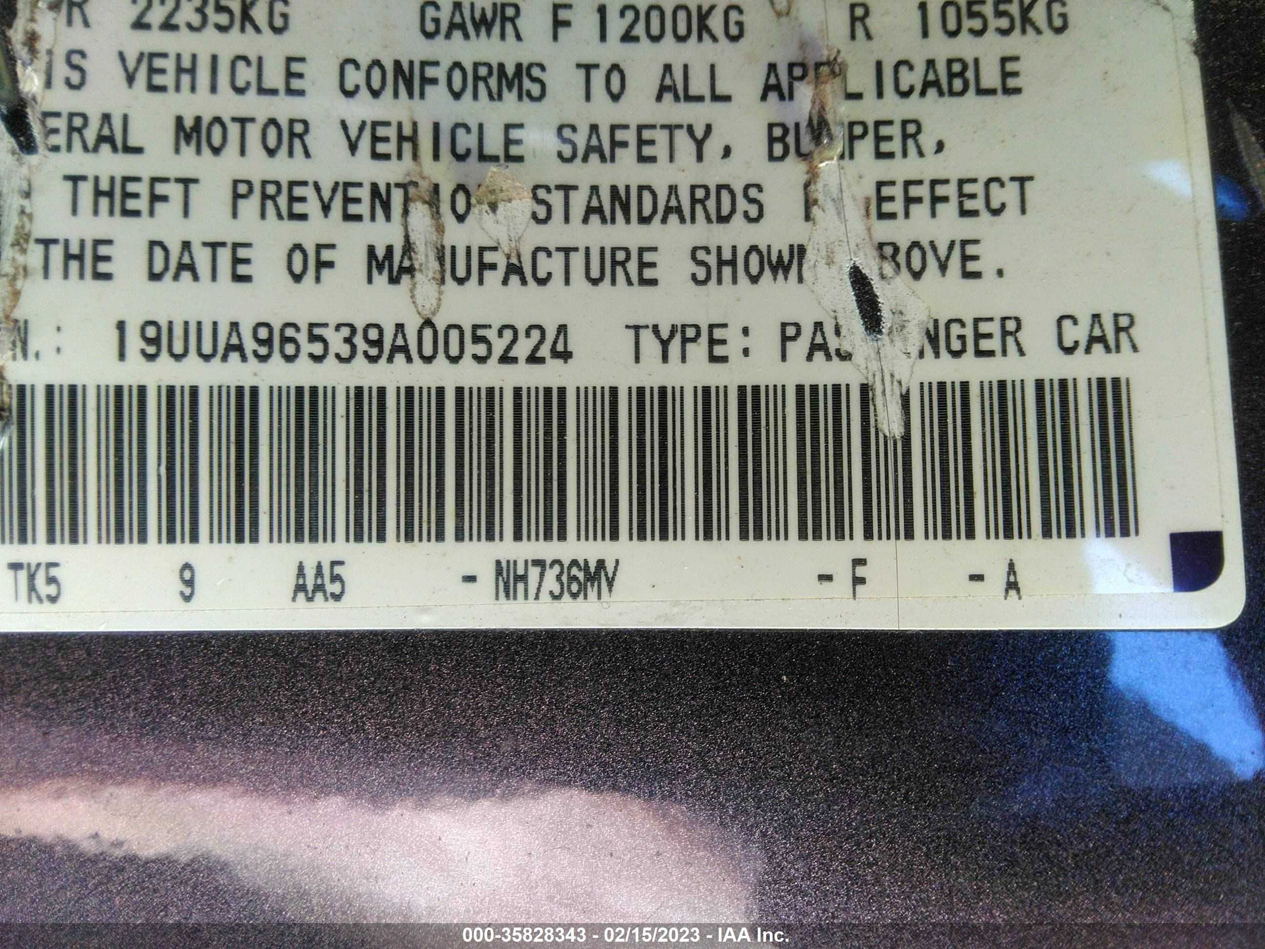 Photo 8 VIN: 19UUA96539A005224 - ACURA TL 