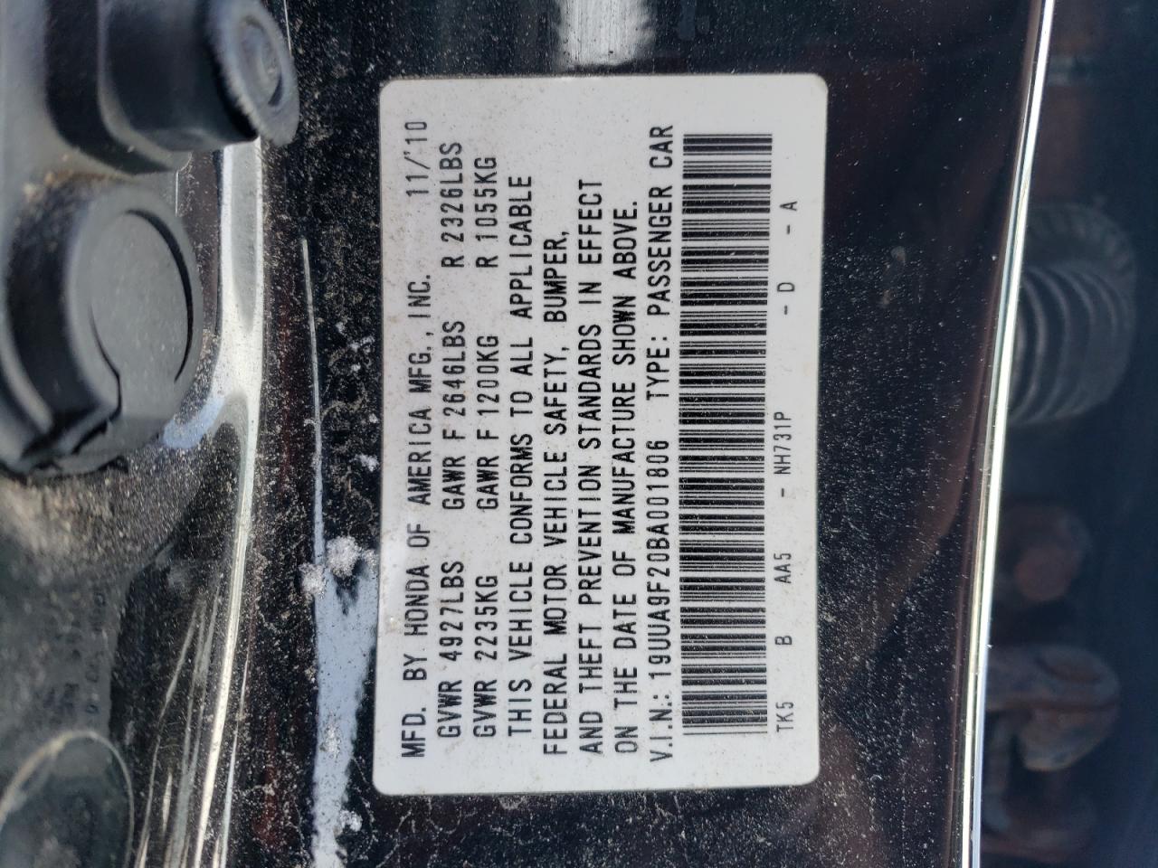 Photo 11 VIN: 19UUA9F20BA001806 - ACURA TL 