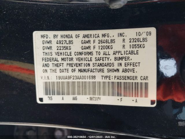 Photo 8 VIN: 19UUA9F23AA001698 - ACURA TL 