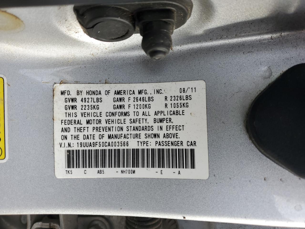 Photo 12 VIN: 19UUA9F50CA003566 - ACURA TL 