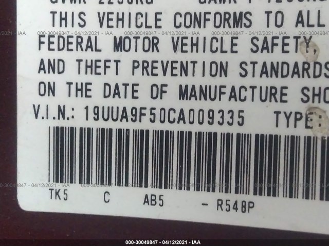 Photo 8 VIN: 19UUA9F50CA009335 - ACURA TL 