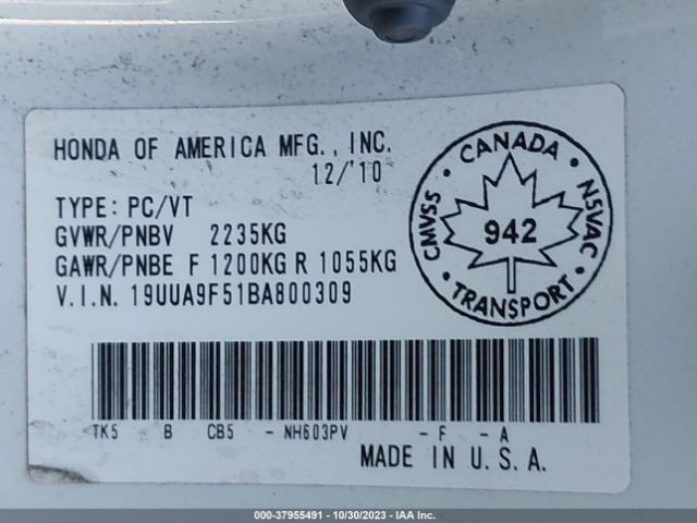 Photo 8 VIN: 19UUA9F51BA800309 - ACURA TL 