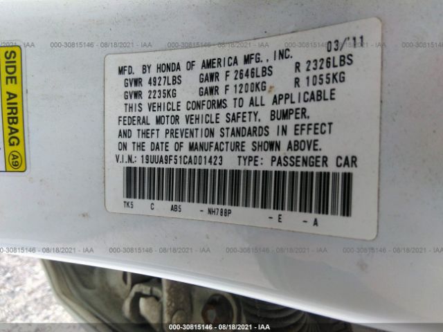 Photo 8 VIN: 19UUA9F51CA001423 - ACURA TL 