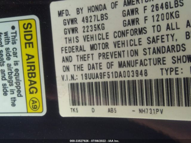 Photo 8 VIN: 19UUA9F51DA003948 - ACURA TL 