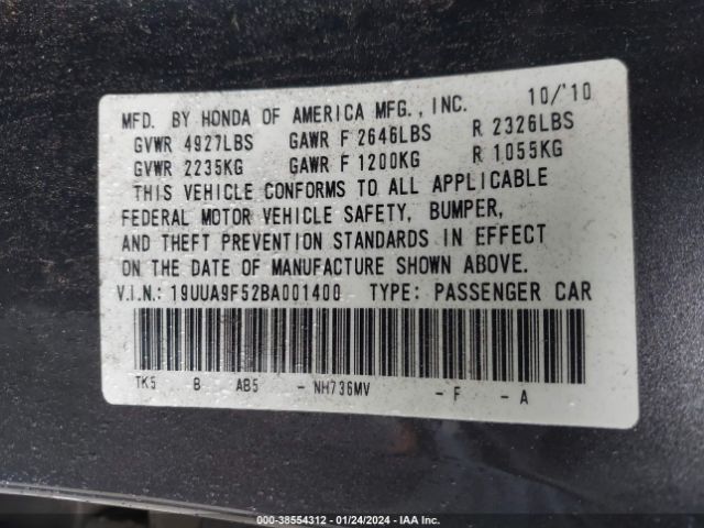 Photo 8 VIN: 19UUA9F52BA001400 - ACURA TL 