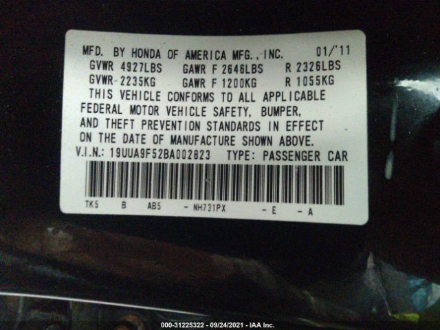 Photo 8 VIN: 19UUA9F52BA002823 - ACURA TL 