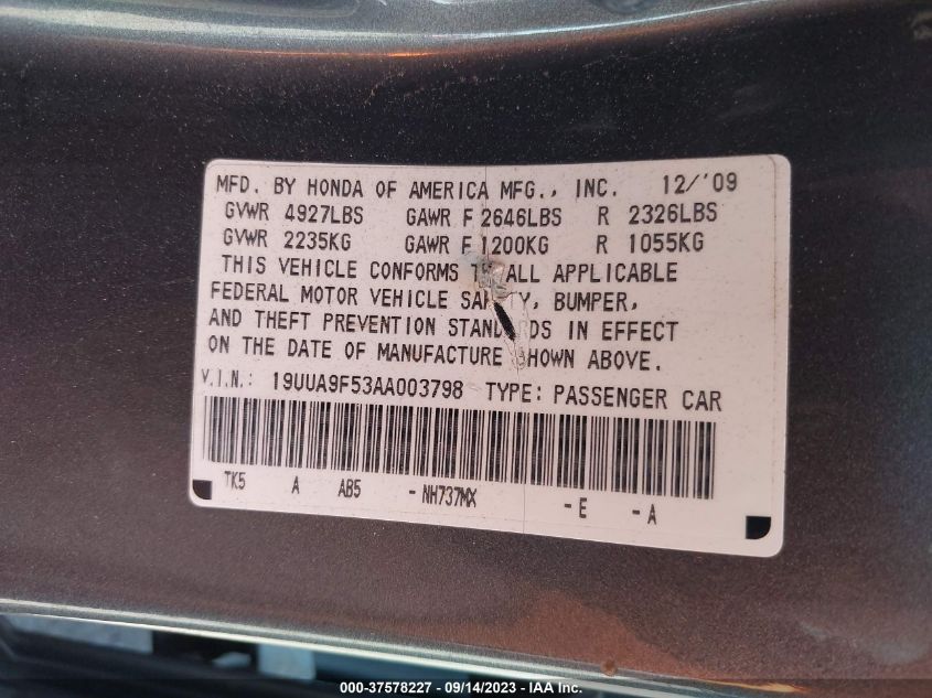 Photo 8 VIN: 19UUA9F53AA003798 - ACURA TL 