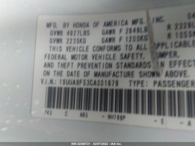 Photo 8 VIN: 19UUA9F53CA001679 - ACURA TL 