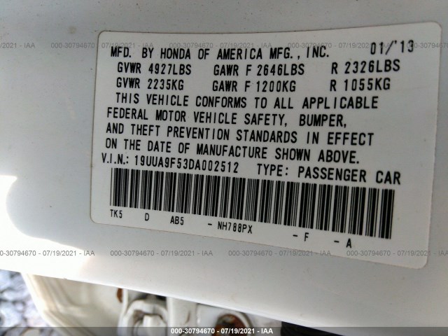 Photo 8 VIN: 19UUA9F53DA002512 - ACURA TL 