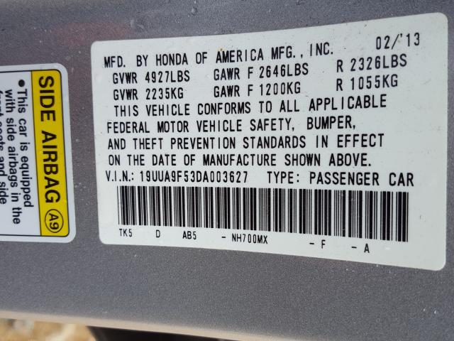 Photo 9 VIN: 19UUA9F53DA003627 - ACURA TL TECH 