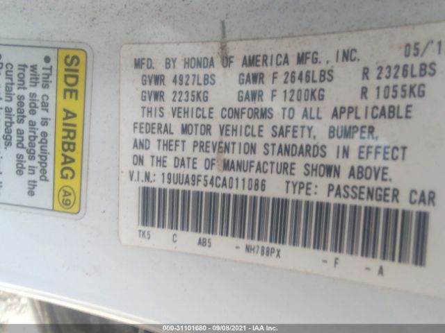 Photo 8 VIN: 19UUA9F54CA011086 - ACURA TL 